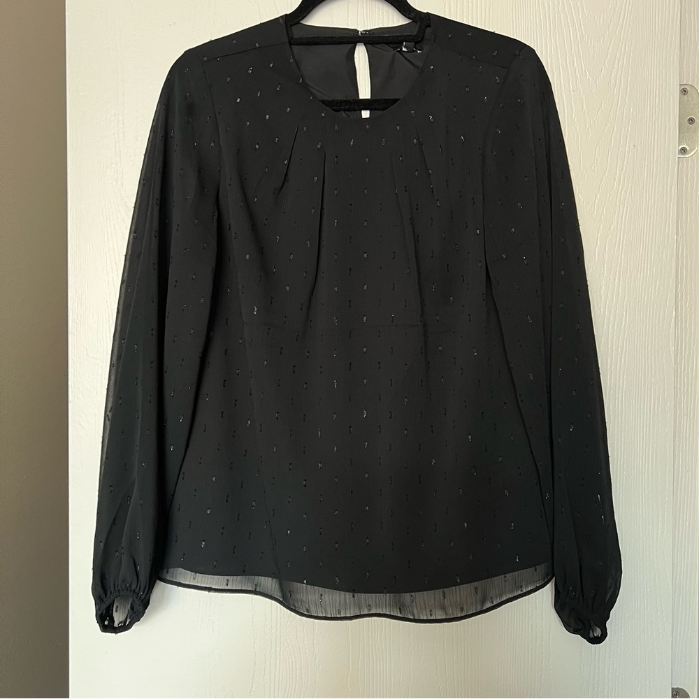 Express Black Sheer Sparkly Blouse size M